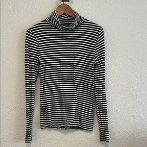 Striped Black and White Turtleneck Top